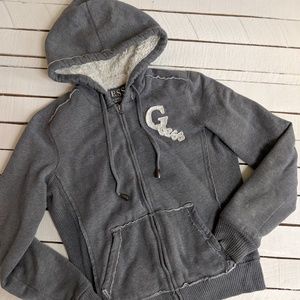 Guess Zip Up Gray Hoodie (L)